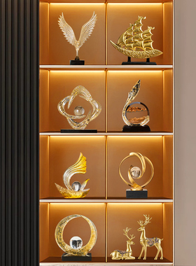 风生水起家居客厅电视柜玄关玻璃柜子轻奢高级感酒柜摆件装饰品