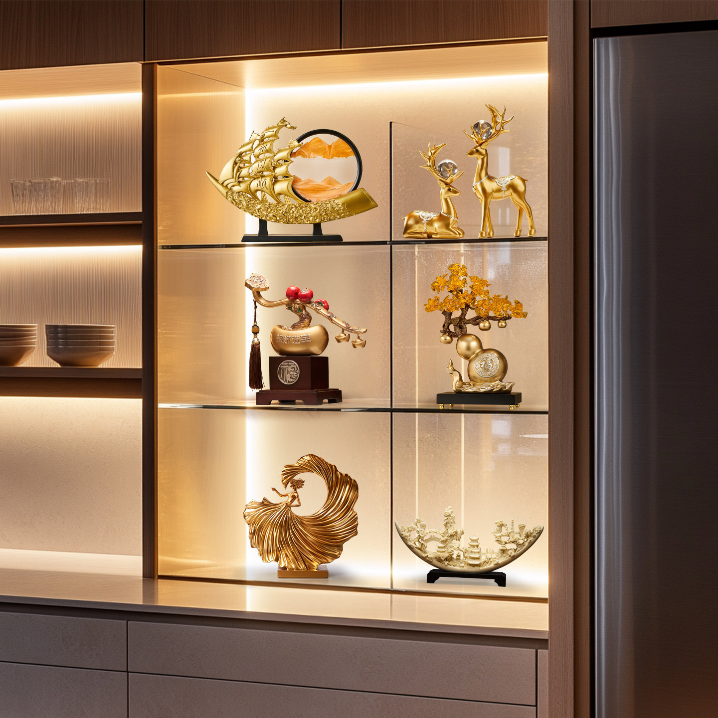 轻奢高档酒柜摆件装饰品2026新款家居电视机柜桌面摆放艺术工艺品,家居饰品,桌面摆件,淘宝优惠券,粉丝福利购,淘宝优惠卷