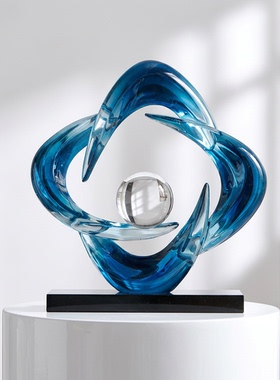 轻奢蓝色抽象艺术客厅酒柜摆件