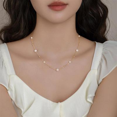 天然淡水满天星珍珠项链女小众设计高级颈链2025年新款爆款锁骨链