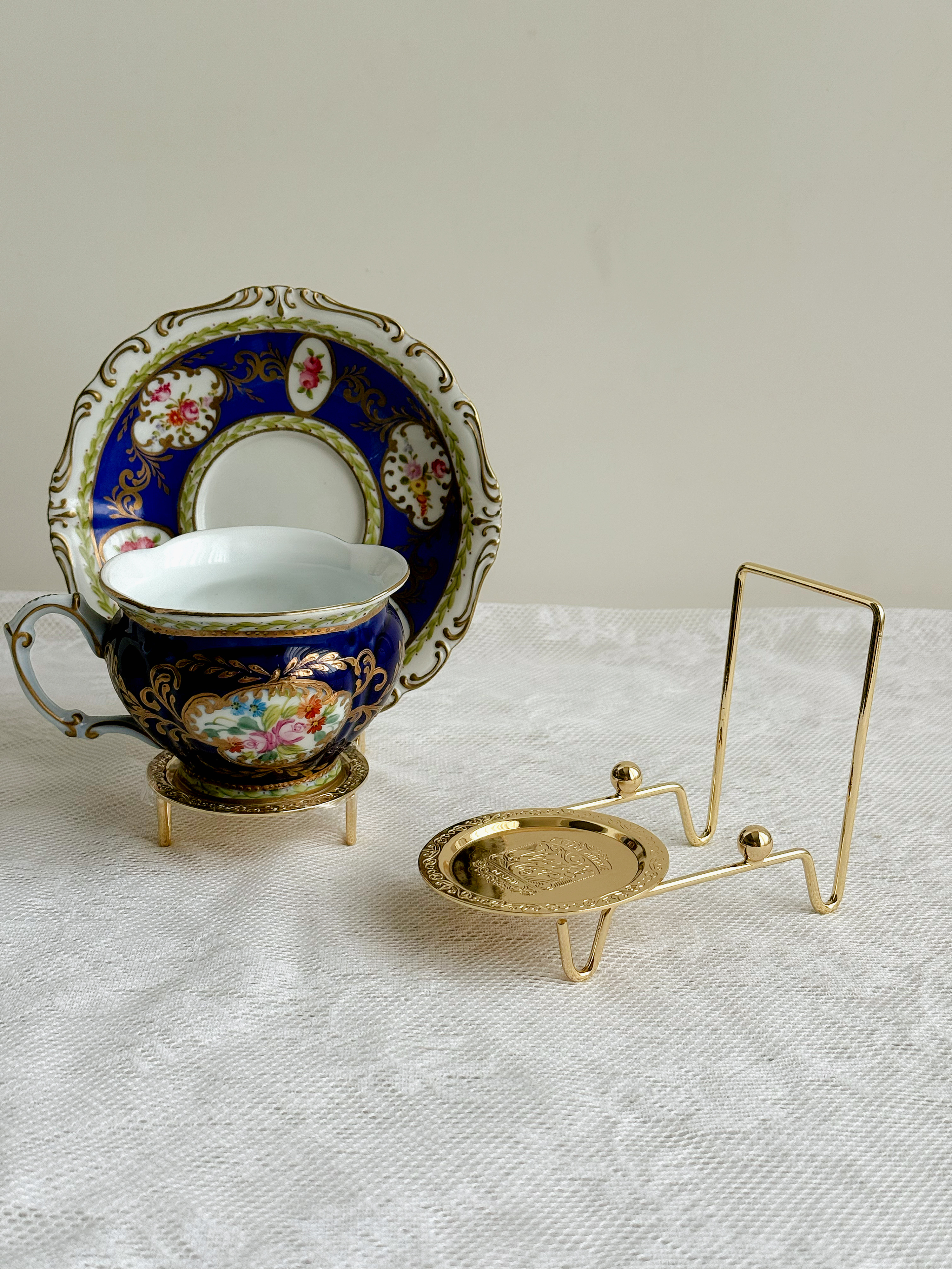 vintage 欧式复古咖啡杯展示架金属钛钢电镀咖啡杯展示架