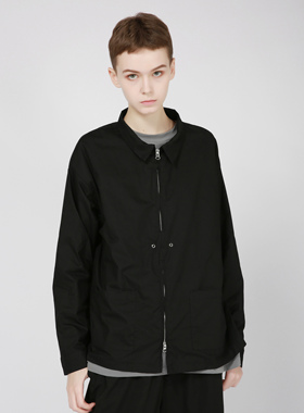 Senior Role国潮原创套头长袖衬衣黑灰双色宽松男拉链衬衫