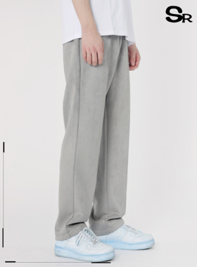 Senior Role潮牌秋冬新款休闲裤宽松灰色直筒潮流麂皮绒男长裤