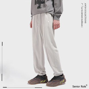 Role秋冬国潮新款 运动宽松长裤 束脚卫裤 子闲裤 男灰色休裤 Senior