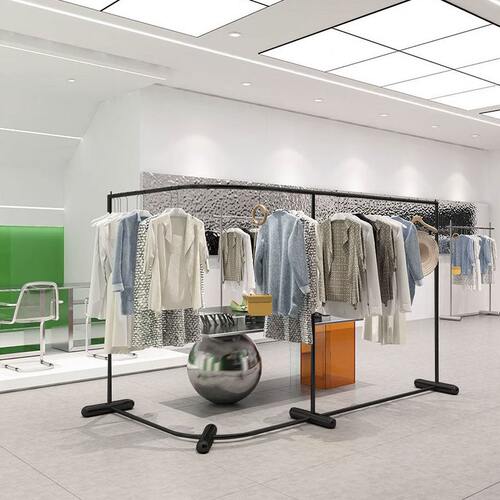 服装店展示架铁艺落地式弧形挂衣架男女童装店专用中岛陈列货架