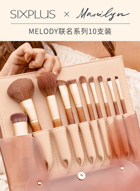 sixplus西朴西化妆刷10支套装眼影化妆师腮红刷散粉红木软毛套刷
