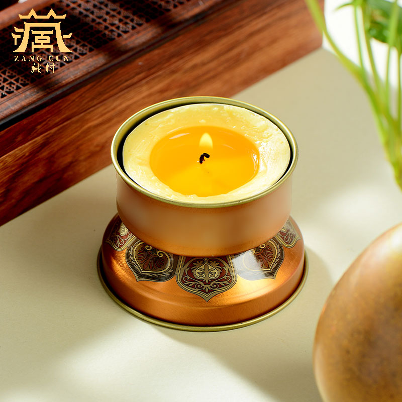 藏村蜡烛灯8/12小时酥油灯座
