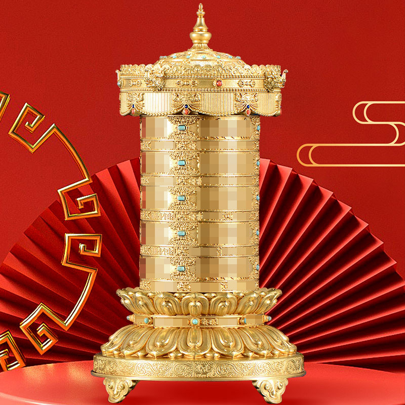 藏村藏式电动转轮摆件铜彩珠镶嵌电动转桶家用桌面装饰摆件转筒,家居饰品,装饰摆件,淘宝优惠券,粉丝福利购,淘宝优惠卷