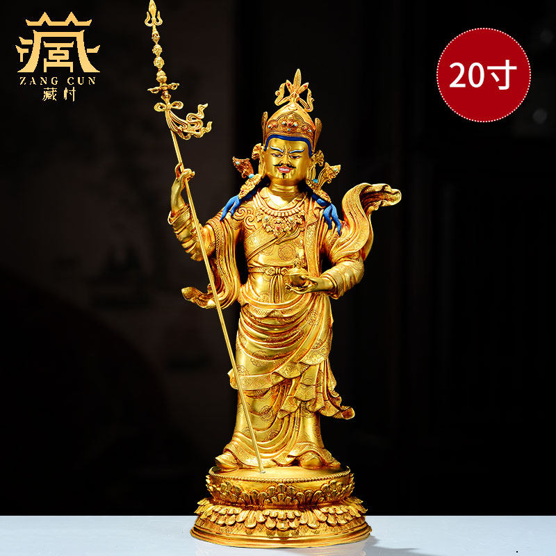 藏村铜鎏金装饰摆件《桑巴轮珠玛》藏式铜像家用室内桌面铜铸摆件