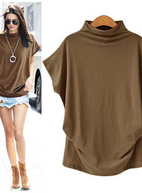 2024 Large Women's High Neck Top Short Sleeve T-shirt