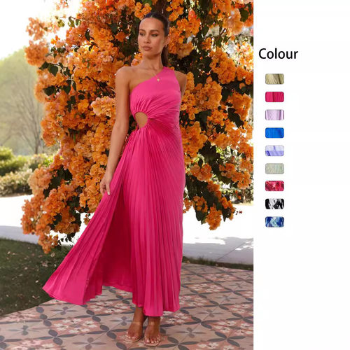 2025 Single Shoulder Waist Hollow Dress