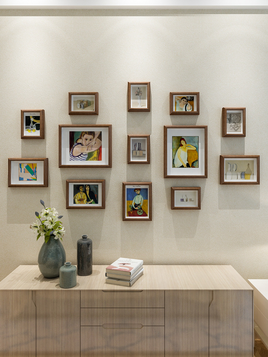 婚纱照相框挂墙免打孔高级感画框定制打印相册框实木质照片墙装饰