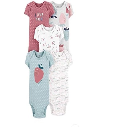 Carters Baby Girls 5 Pack Bodysuit Set Strawberry 9 Months