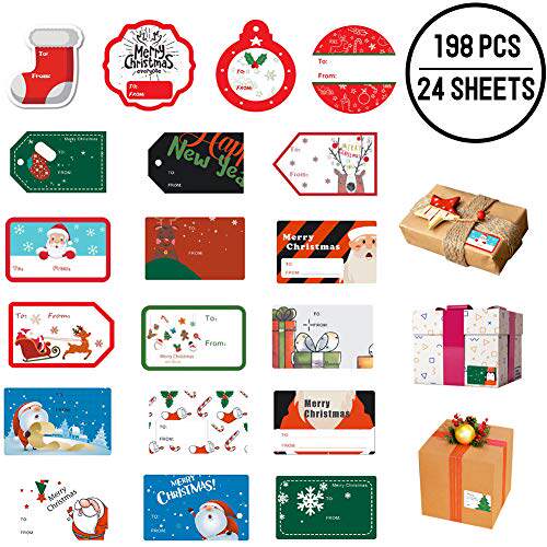 198 pcs christmas gift tags sticker self adhesive, xmas name