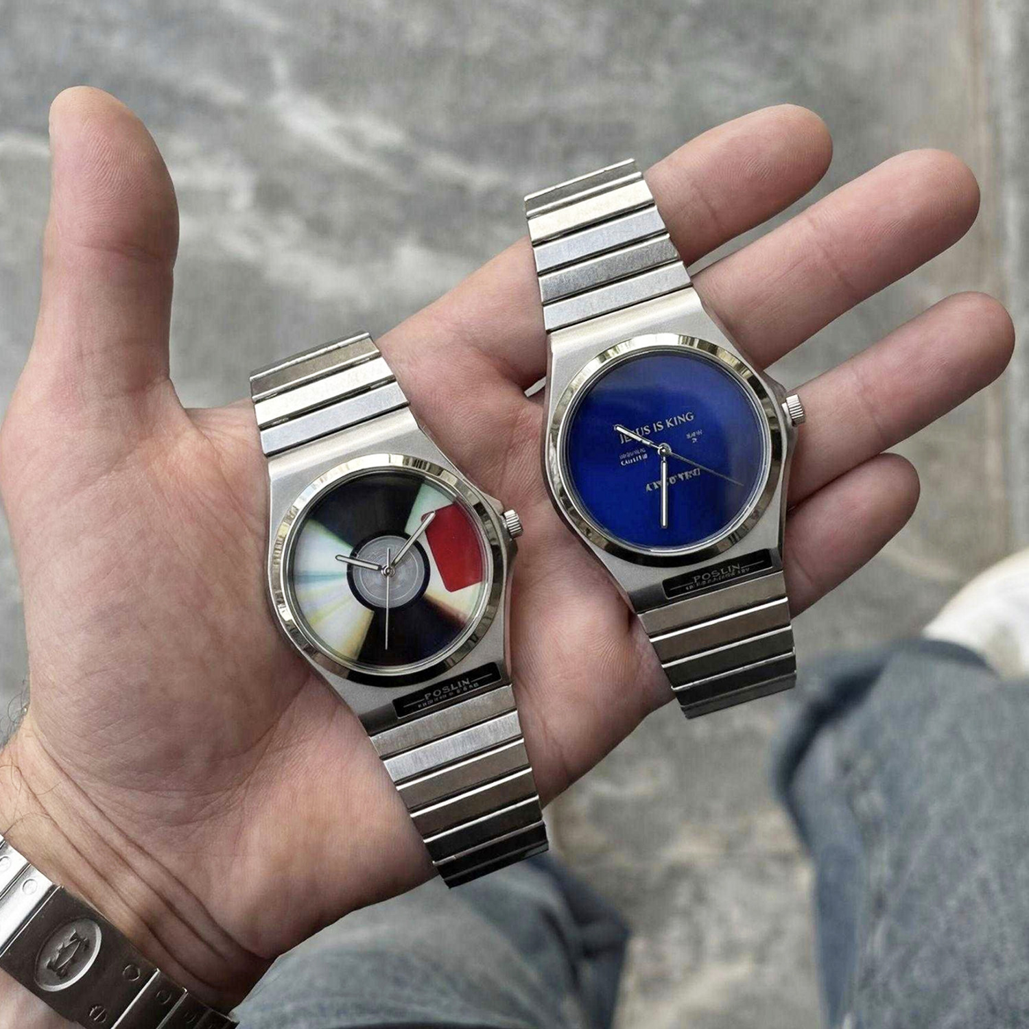 KANYE封面专辑光盘系列Y2K小众设计钢带夜光防水欧美风男士手表