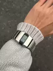 Millennial Y2K Retro Watch Original Design Vintage Style Stainless Steel Square Trendy Men's Electronic Watch