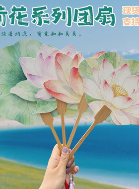 国风团扇荷花文创扇子绘画古风扇