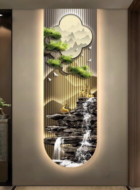 壁灯福鹿玄关装饰画轻奢高级感