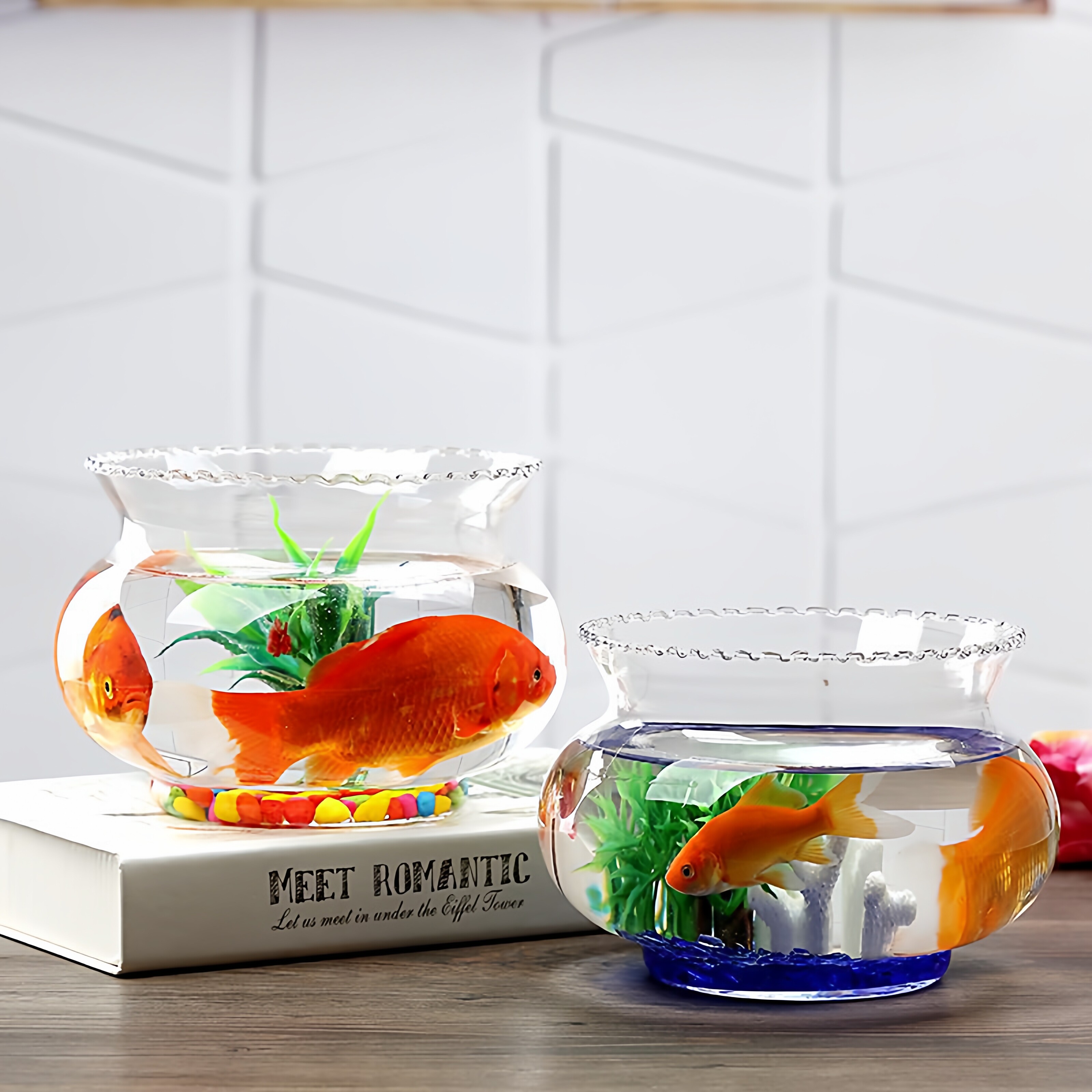 花边玻璃鱼缸 金鱼乌龟专用缸透明玻璃鱼缸生态造景 玻璃花边鱼缸