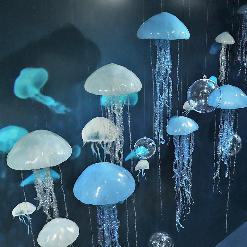水母挂饰夏季海洋主题幻彩创意展览风格道具水草布置