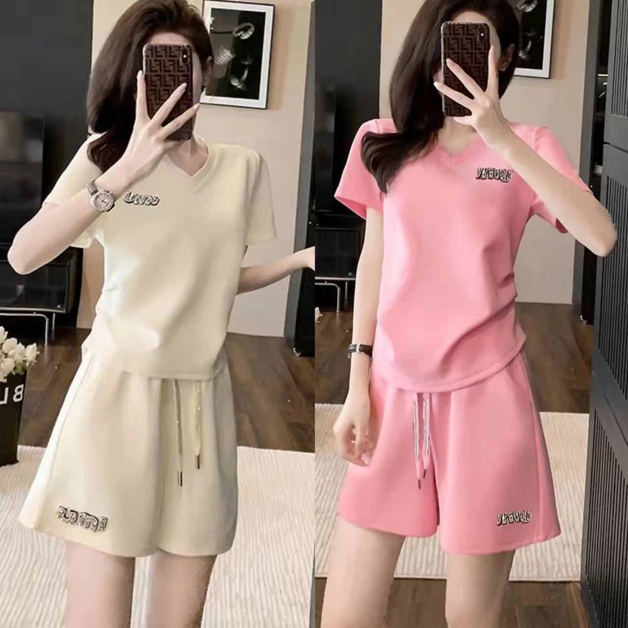 休闲运动服套装女士夏季整套新款爆款时尚洋气减龄短袖短裤两件套