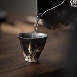 侘寂风韵杯粗陶功夫茶莲具品茗杯小茶ZJF20225号单杯主人个杯 日式