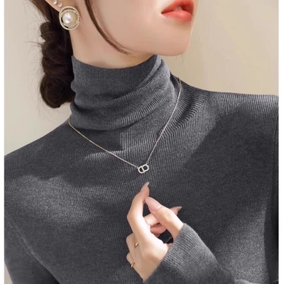 高领打底毛衣秋冬堆堆新款上衣套头长袖针织洋气修身针织衫