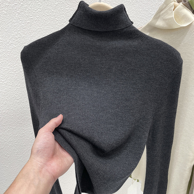 高领羊毛针织打底衫毛衣女秋冬内搭2025新款高级感可外穿白色上衣