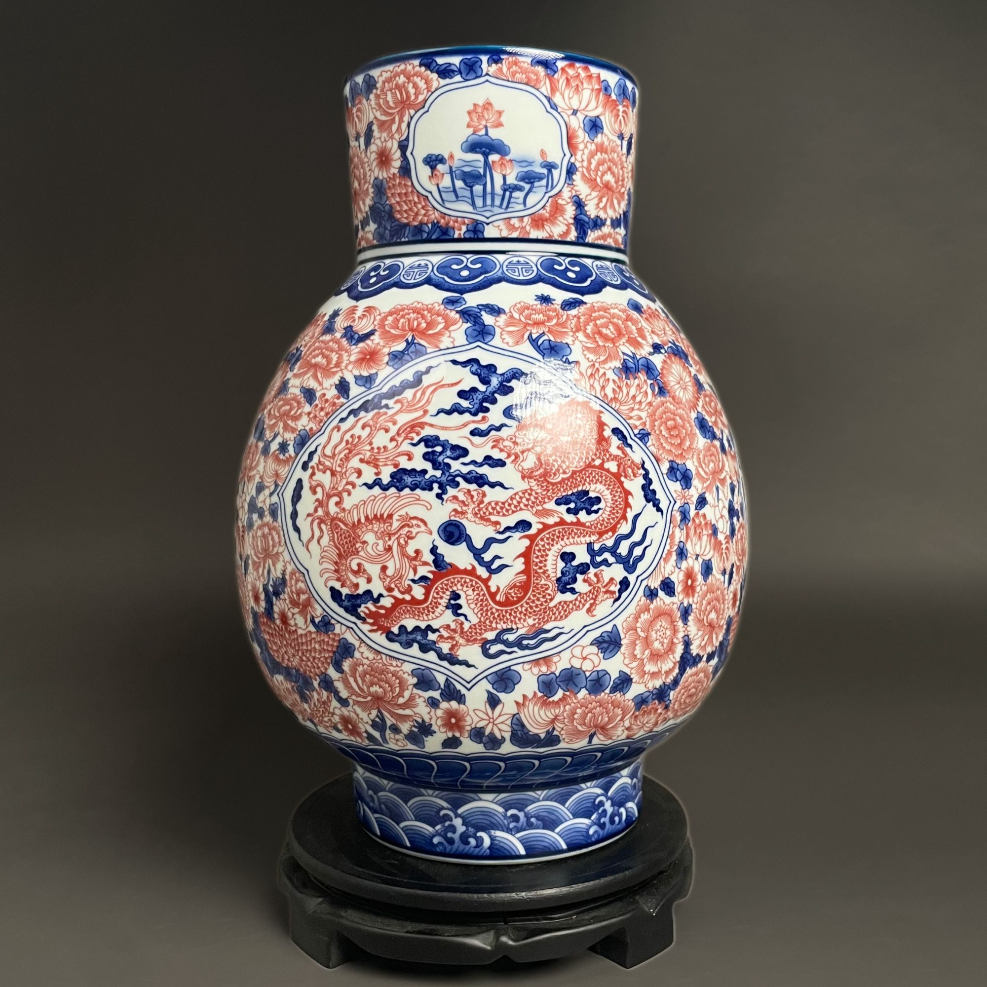 景德镇青花陶瓷花瓶摆件新中式客厅玄关博古架瓷器装饰品