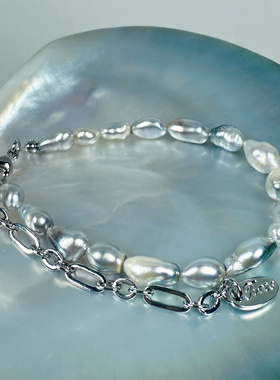 一物一拍极光澳白大溪地无核Keshi克旭天然海水珍珠手链延长链