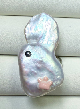 一物一拍巨大极光无瑕银蓝光天然珍珠巴洛克戒指可调节