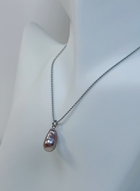 极光粉紫色水滴牛油果纯天然淡水珍珠吊坠项链