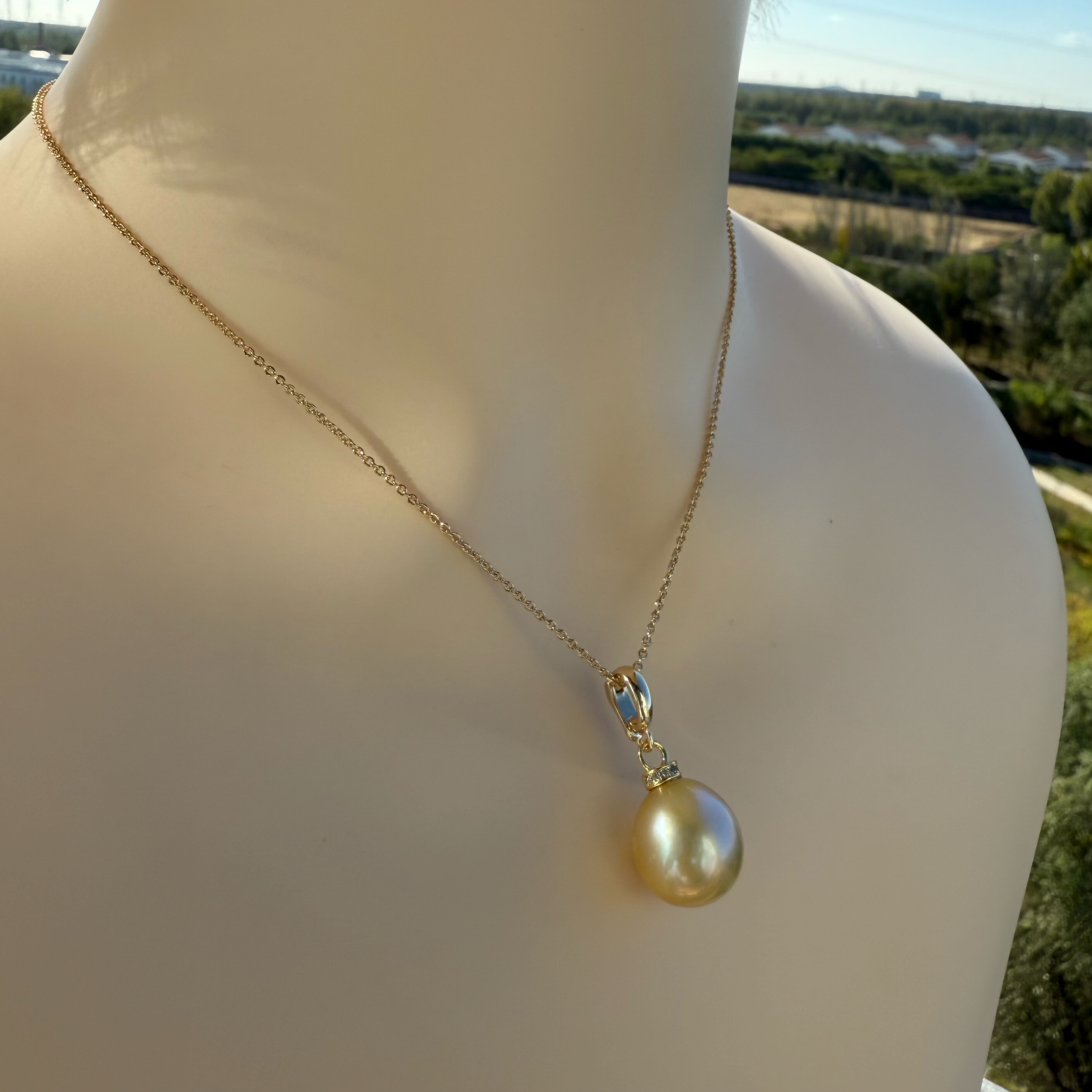 一物一拍巨大南洋金珠大金蛋天然海水珍珠万能扣吊坠项链