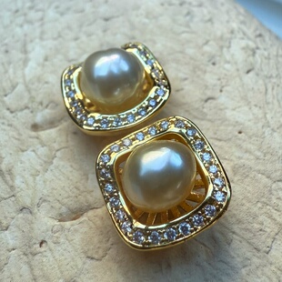 一物一拍极光无瑕南洋金珠无核Keshi天然珍珠纯银耳钉耳环