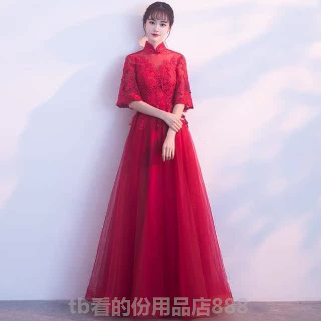 红色敬酒服2019春款新娘结婚进酒晚礼服女中国风简单大气显瘦长款|msdalam kategori Butik wanita / wanita, perkahwinan/Cheongsam/pakaian, pakaian/malam - dari Buy2taobao.com untuk memberikan perkhidmatan ejen Taobao profesional membeli