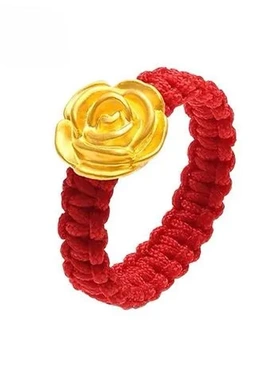 气质礼物戒指简约同款指环编织送女友情侣可调节玫瑰花