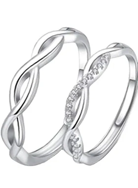 交织对戒新品男女求婚戒指简约镀银时尚桃姐一对个性设计