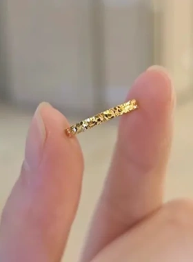 戒指满天星设计碎冰冰轻奢金色气质高级食指戒百搭细闪小众女