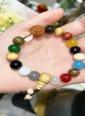 中式手链十八籽盘玩新款ins七彩念珠复古设计小众手串