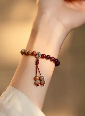 新手链手串古典民族风佛珠文艺文玩精致情侣礼物小叶紫檀单圈饰品