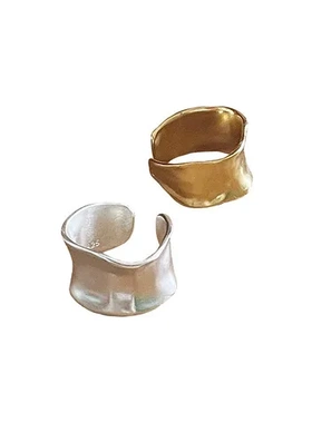 金银冷淡风戒指极简风女开口两色磨砂食指戒日系时尚哑光个性百搭