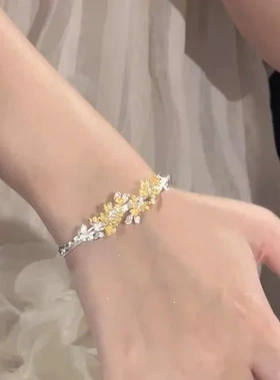 ins风手镯时尚百搭气质开口女手饰品桂花月桂生日礼物小众可调节