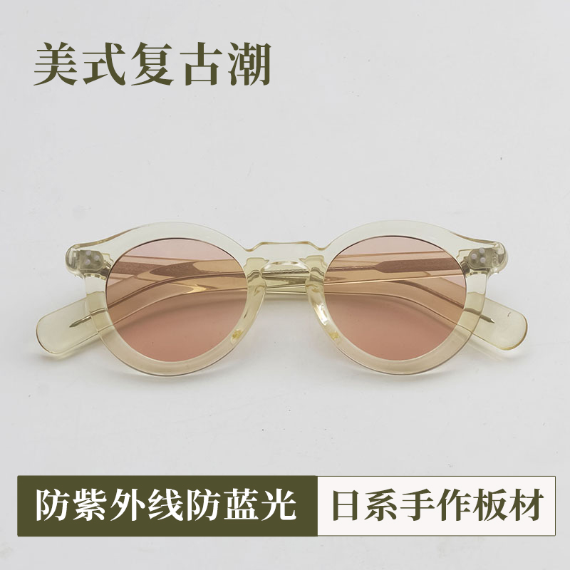 日系复古男女vintage圆形墨镜透明眼镜框近视潮防蓝光防辐射平光