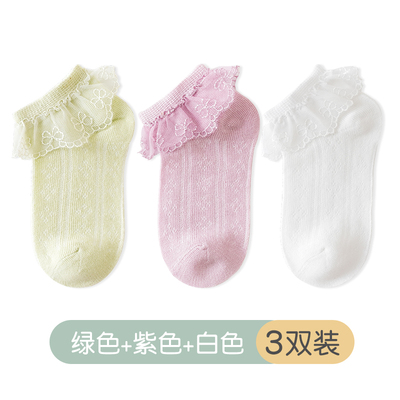 女童花边袜子白色棉袜夏薄款蕾丝公主袜儿童宝宝夏季短袜春秋网眼 — 6