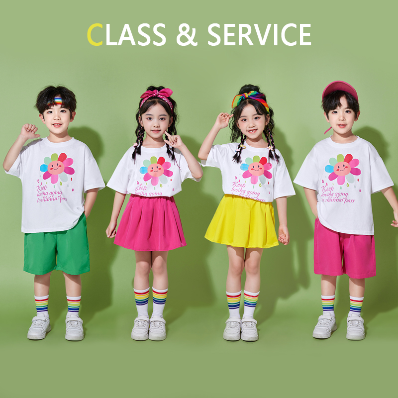 六一儿童演出服糖果色幼儿园毕业照服装男女童夏季表演服装啦啦队