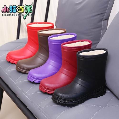 保暖EVA一体加绒厨房新款雨鞋