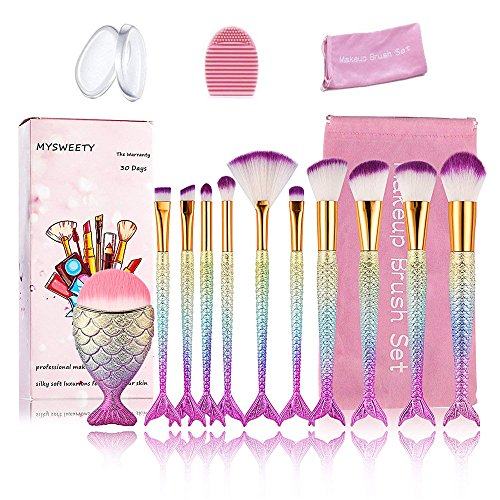 mermaid makeup brushes set  mysweety gift-packing ultra-soft