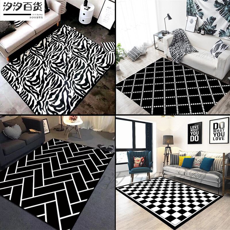 Northern Europe Geometry black and white modern a living room tea table carpet bedroom Bedside kitchen Paving household non-slip Doormatin the Home Fabric , Carpet  category - from Buy2taobao.com to provide professional Taobao agent buy service