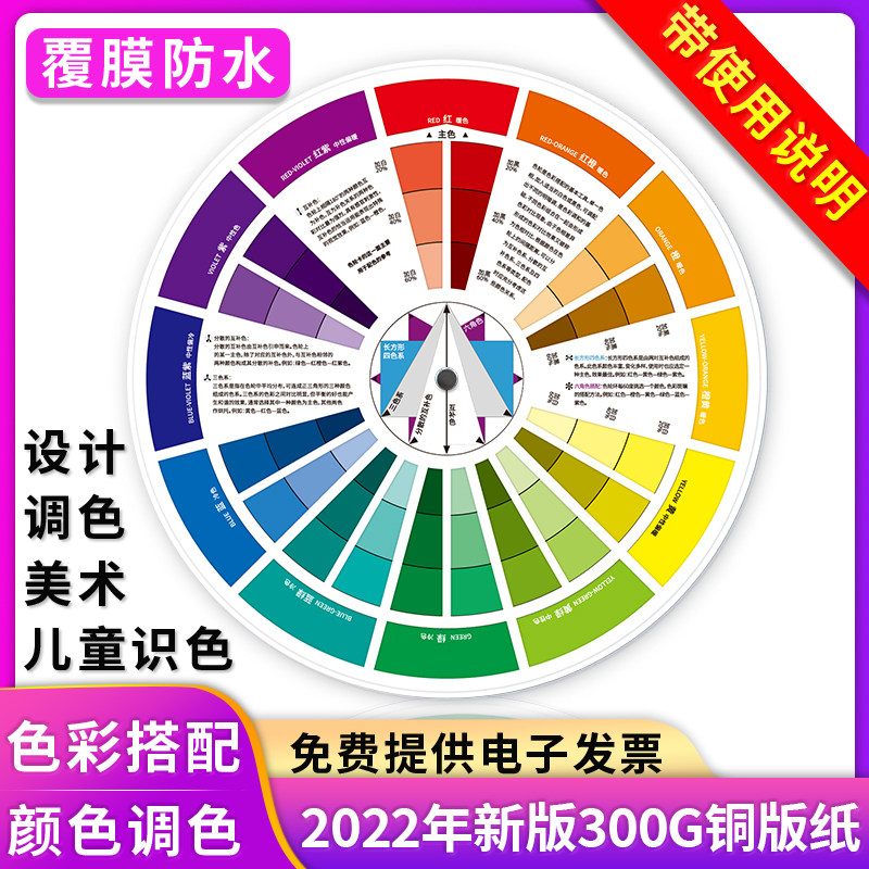 多功能色轮卡12色相环色卡设计师色盘比例表油漆涂料色彩搭配标准