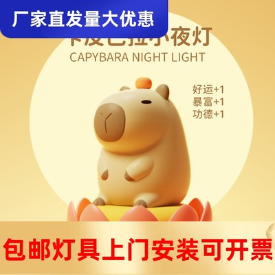 新款卡皮巴拉伴睡小夜灯床上用儿童生日礼物拍拍灯发光玩具氛工厂